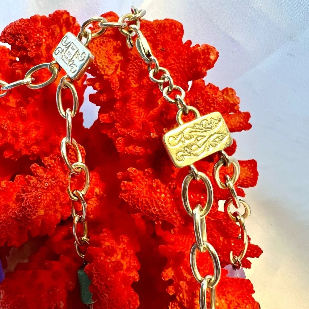 Whitney Kelley’s Colorful link Necklace, Sterling Silver 925, 18” long. - Picture 7 of 12